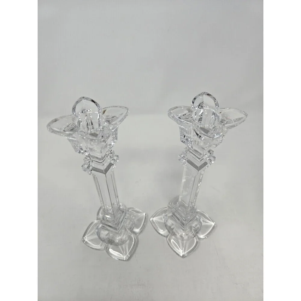 VINTAGE 1990S MIKASA LEAD CRYSTAL CANDLESTICKS SET OF 2 THE PETALS